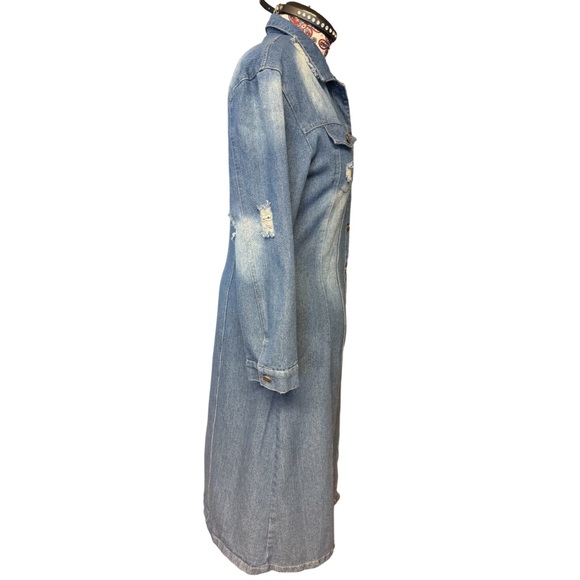 Distressed Denim Longline Dress - Picture 4 of 9